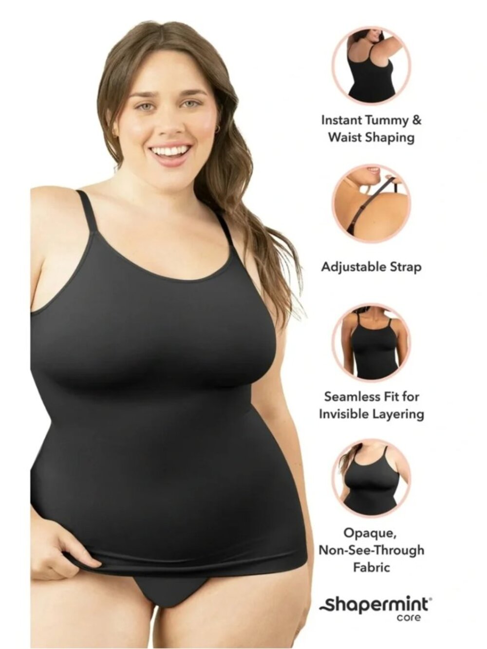 NWT Shapermint Essentials Cami Shapewear BUNDLE Scoop Neck Black White Cream XXL - Picture 16 of 16